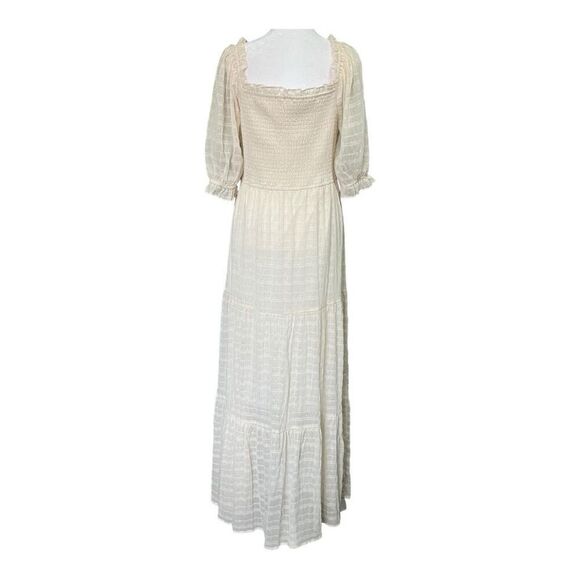 Versona Ivory Tiered Smocked Babydoll Maxi Dress L - Picture 2 of 9